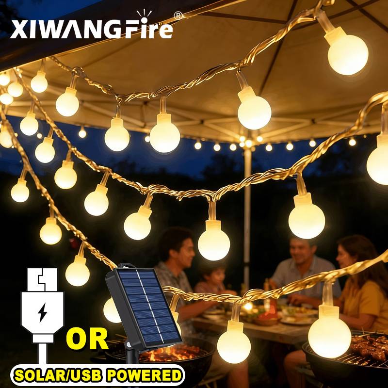 Lighting Decor For Living Room - Lampu String Tenaga Surya/USB/Baterai 3-10M, Bola