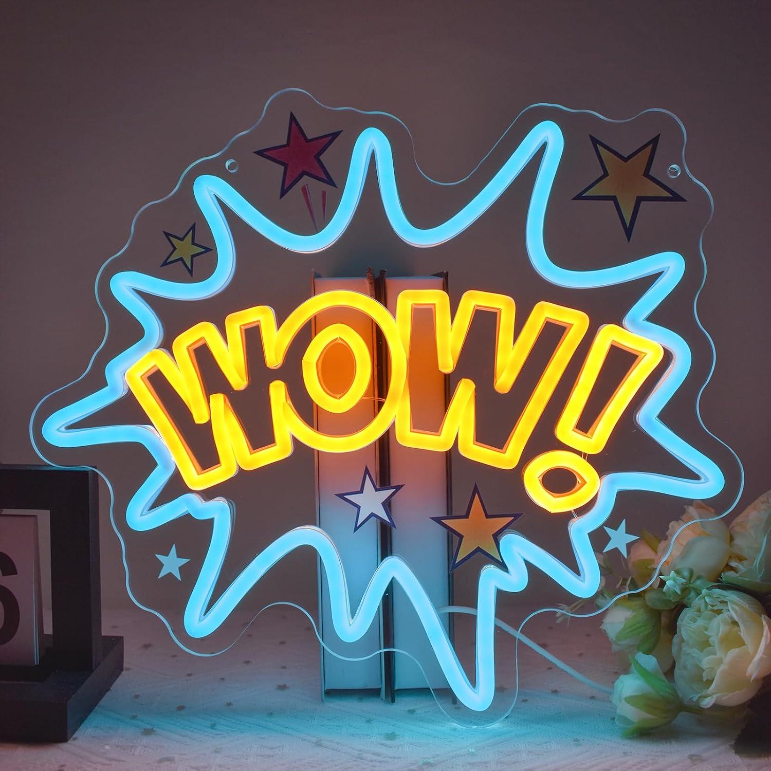 Lighting Decor Wow - Lampu Neon WOW USB yang Dapat