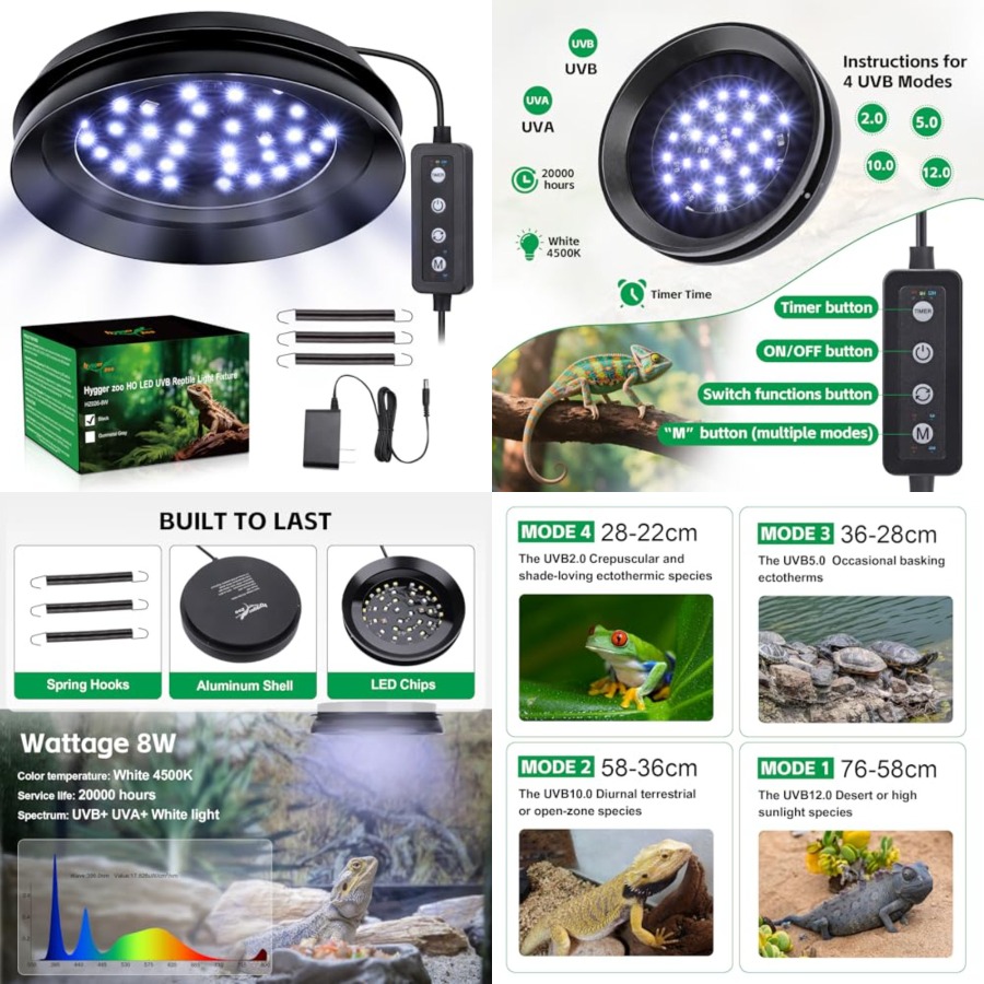 Gecko Lighting & Decor - Lampu UVB untuk Reptil dengan Peredup,