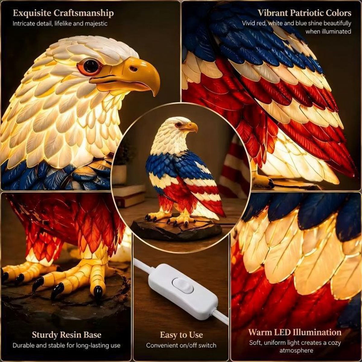 Home Decor Lighting Manufacturer - Lampu Meja Resin Eagle PHONE&GEAR, Lampu