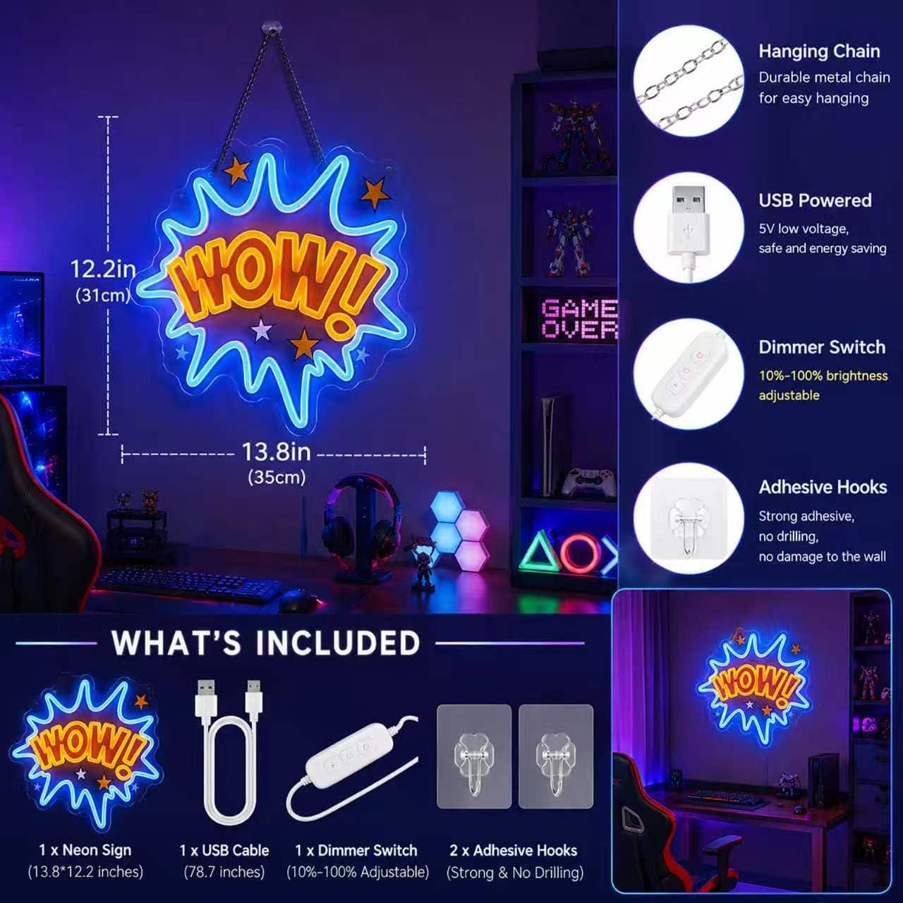 Lampu Neon WOW USB yang Dapat  - Lighting Decor Wow ulasan dan harga