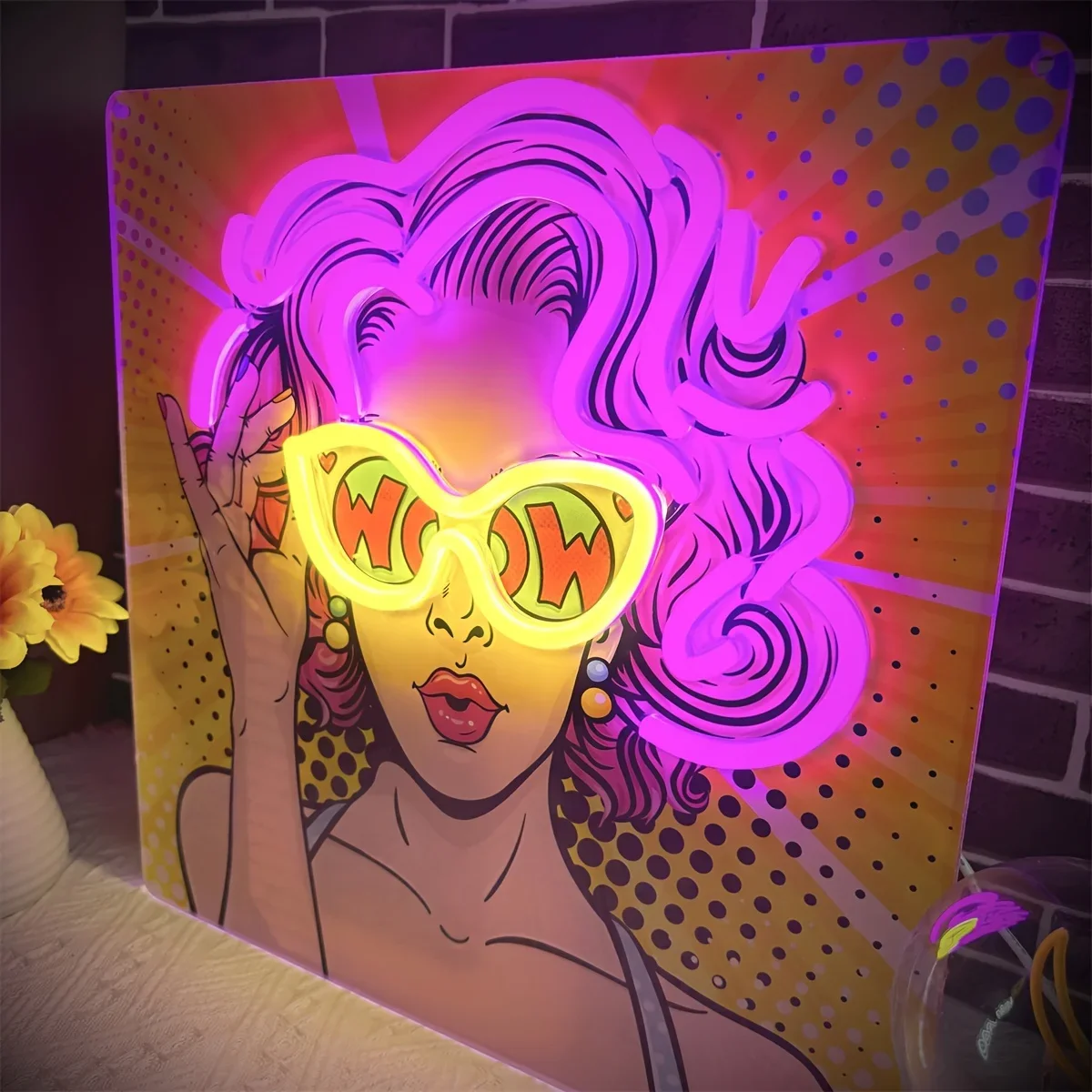 Wow Lady Pop Art LED Neon Sign - Lighting Decor Wow ulasan dan harga