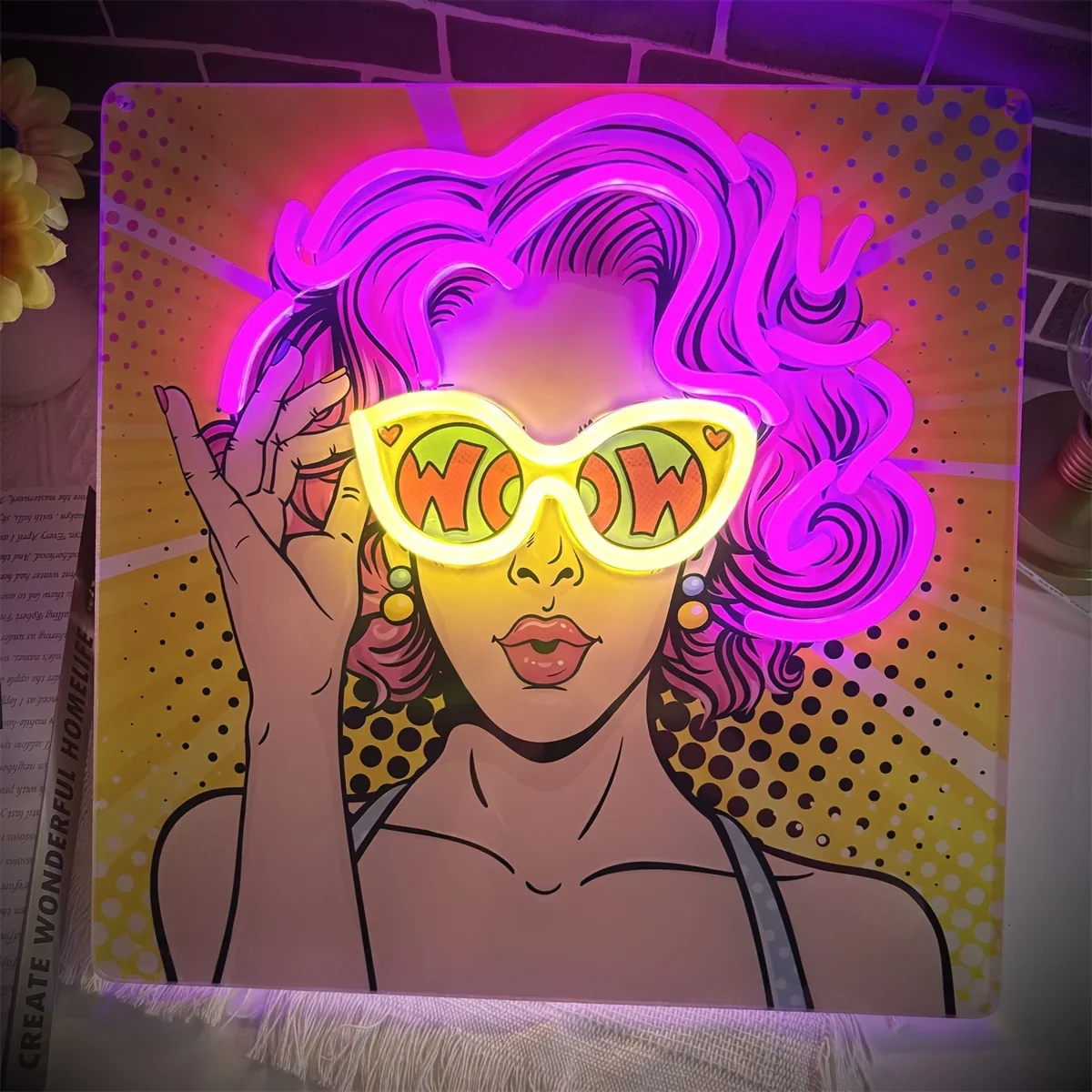 Wow Lady Pop Art LED Neon Sign - Lighting Decor Wow ulasan dan harga