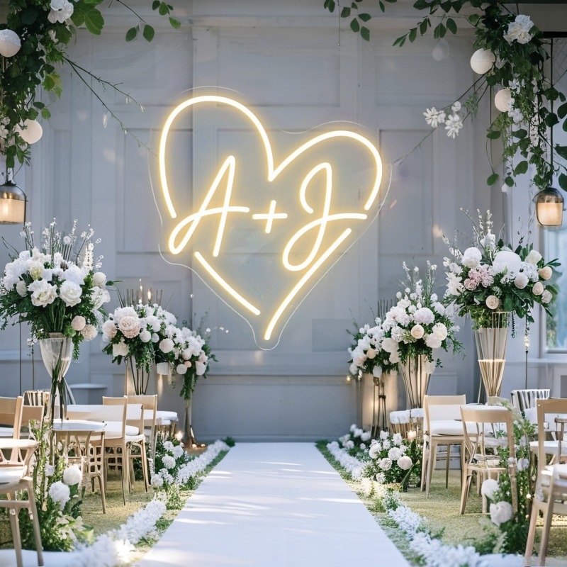 Tanda Neon LED Hati Inisial Ku - Lighting Decor Items ulasan dan harga