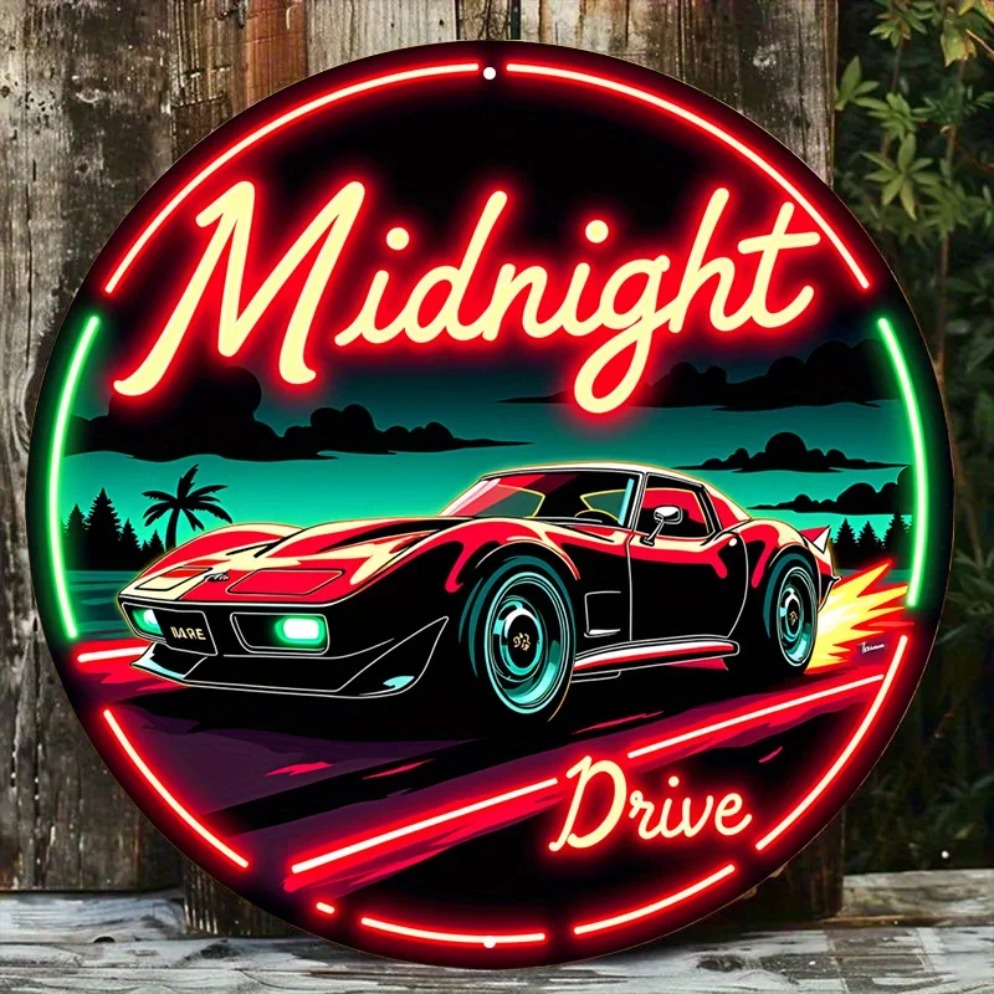 Vintage Neon Car Sign Midnight - Lighting Metal Wall Decor ulasan dan harga