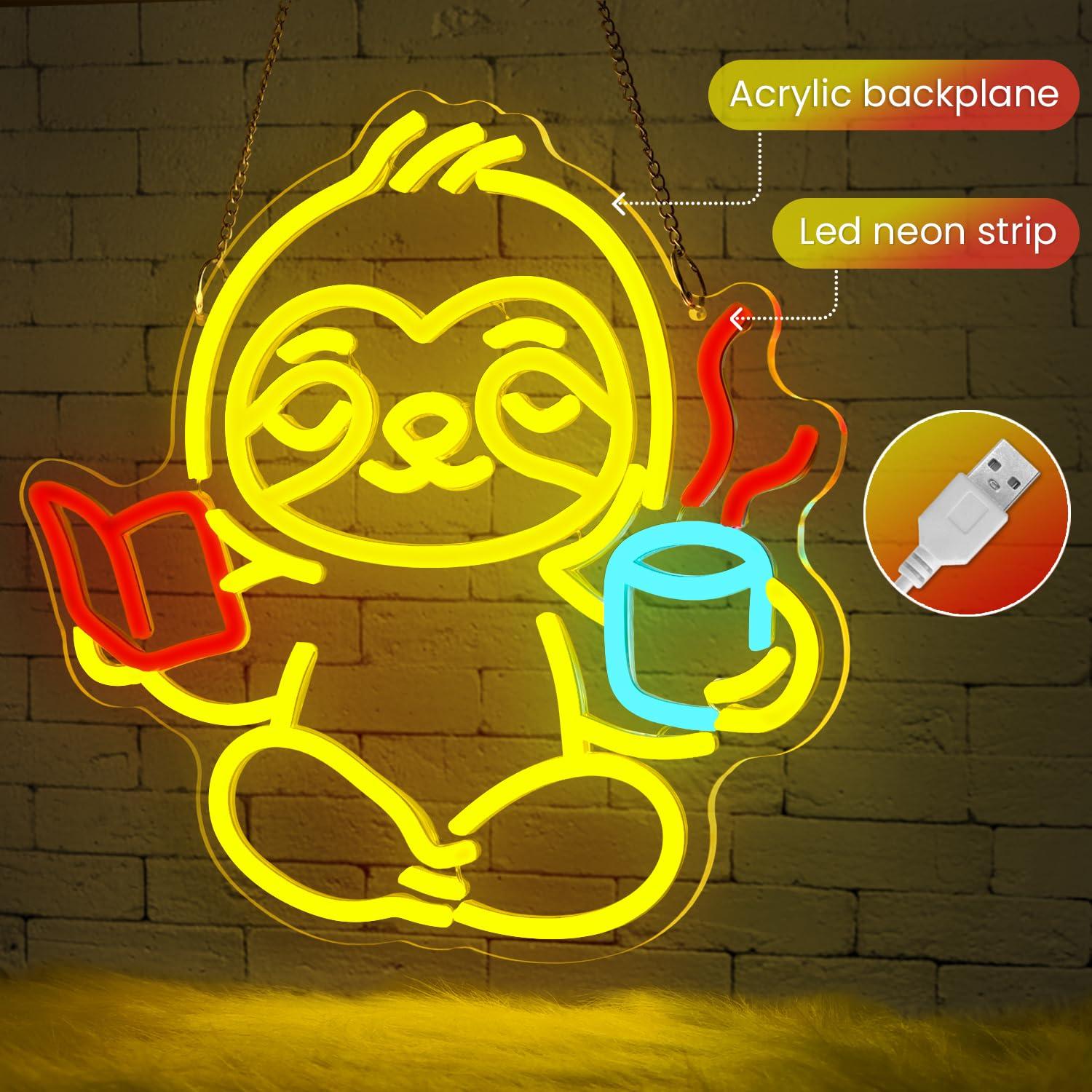 Lampu LED USB Neon Sign Sloth  - Lighting Decor For Living Room ulasan dan harga