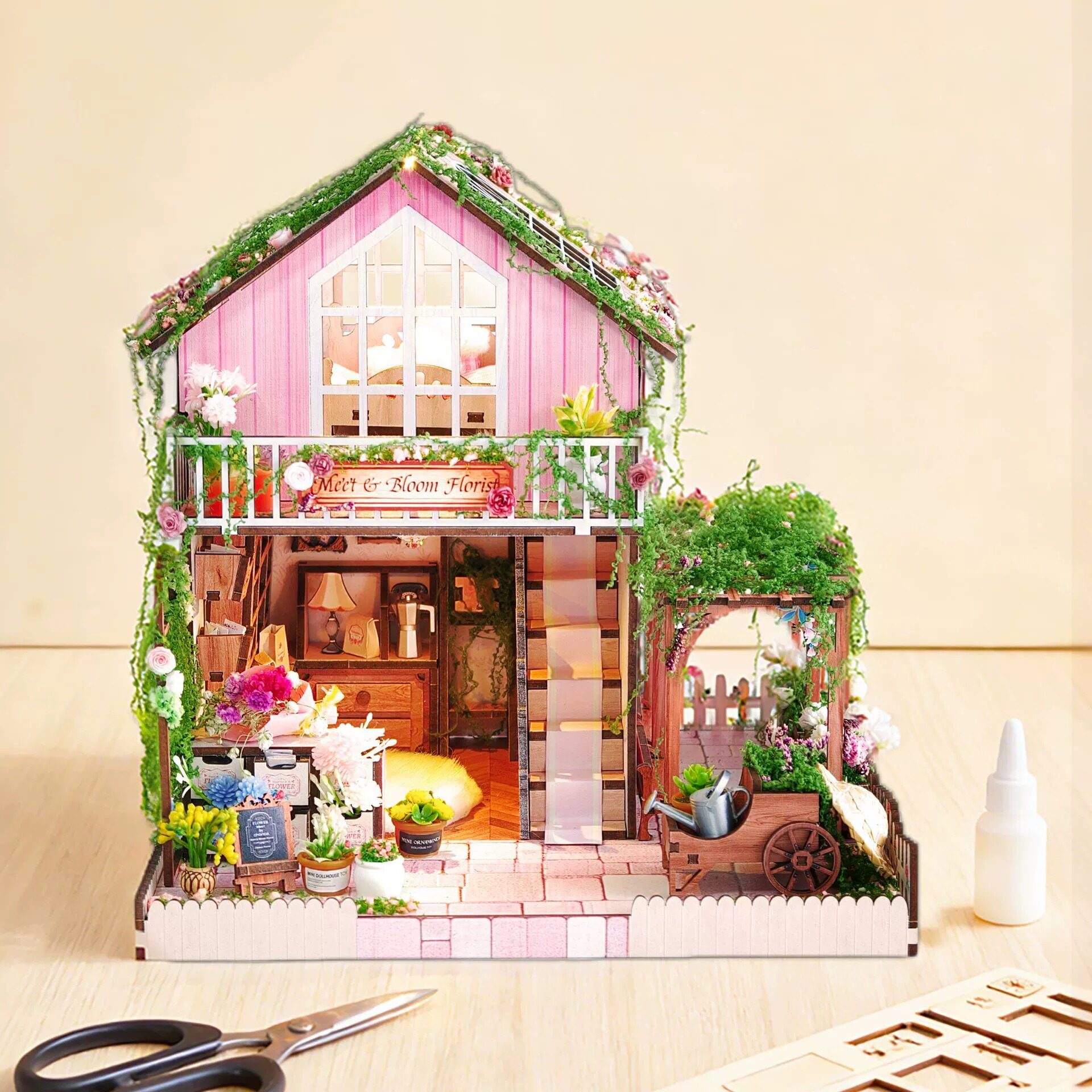 Kit Miniatur Rumah Toko Bunga  - Lighting Decor Store ulasan dan harga